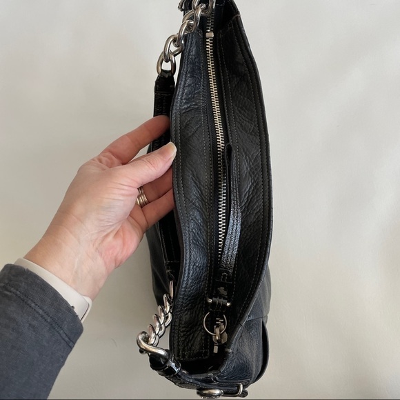 Coach  Madison Tribeca Black Leather Shoulder Bag with Chain Strap - Picture 5 of 9